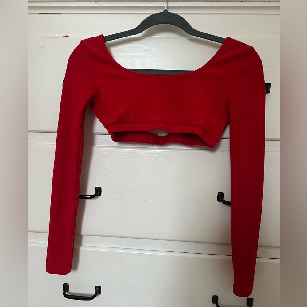 Rib red crop top
